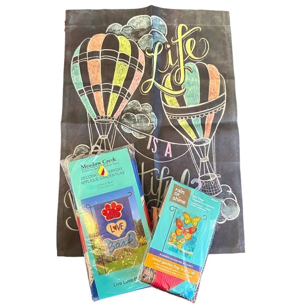 New Bundle of 3! Garden Flags 12.5” x 18” U1D21